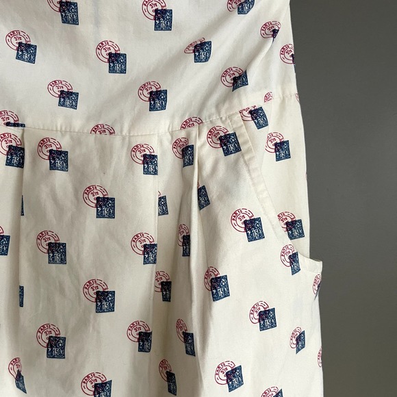 Anthropologie Girls from Savoy Sincerely Paris Halter Dress Sz 0 Cream Blue Red - Picture 11 of 16